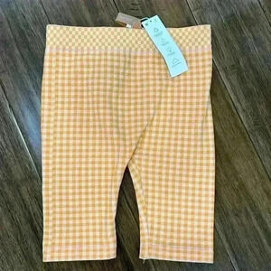 NWT Zara Women's Limitless Contour Collection Shorts Orange Pink Checkered XS